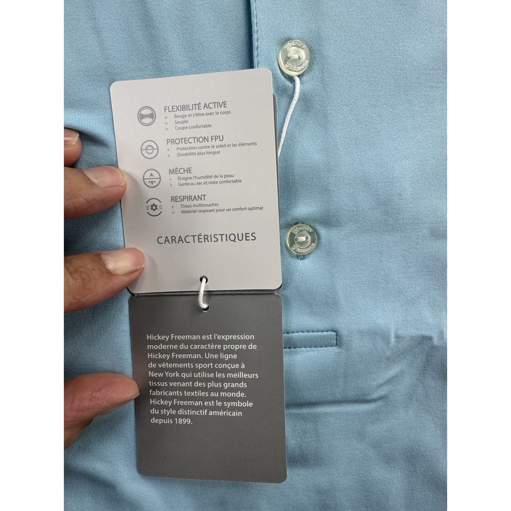 Hickey Freeman Mens Golf Polo Shirt Sky Blue Size XL Stretch Wicking Performance - Picture 8 of 16